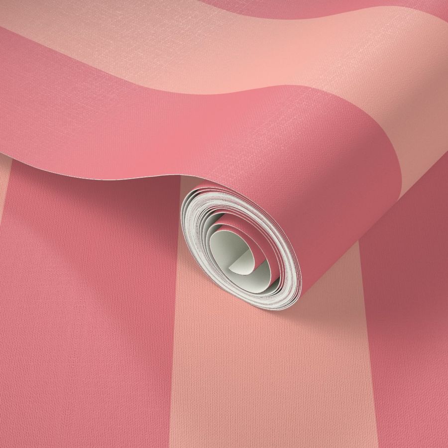 Simple striped wallpaper in peach fuzz mauve for bold bright interiors