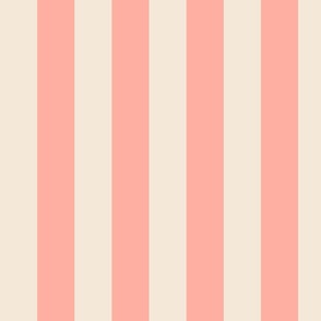 Warm minimalism peachy pink and off white cream awning stripe, girls room, bathroom