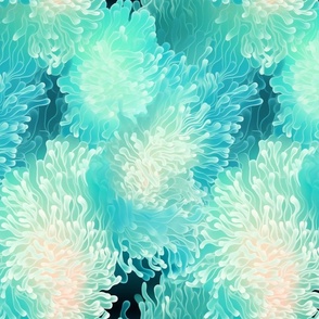 Luminous Aqua Anenomies Surrealist Sea Turquoise Teal Deep Water Dimensions
