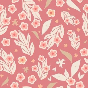Cute Flowers And Leaves - Pantone Peach Fuzz And Friends.