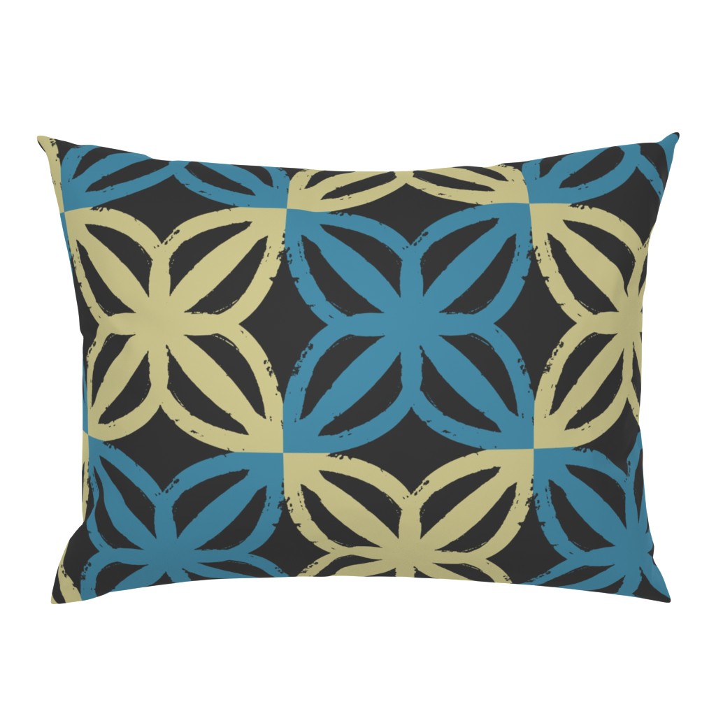 Block Print Check Leaves - Boho Geometric