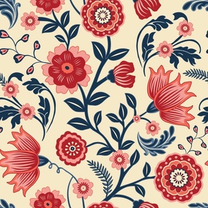 Indian Floral Block Print