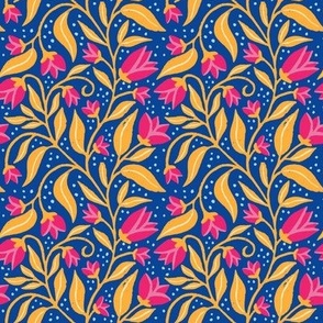 S - Vibrant Blooms - Blue Gold Pink
