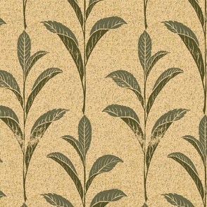 (L/textured) Laurel Branch / Block Print Effect / Coordinate for Arts and Crafts prints /10.5x15 large scale 