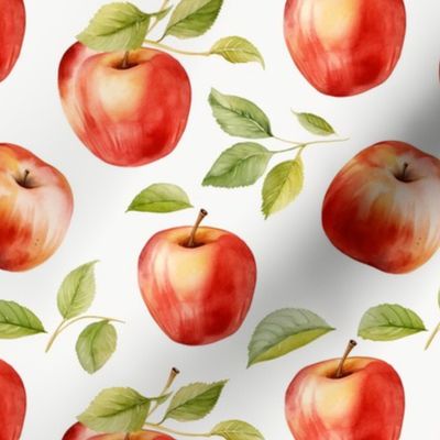 Watercolor Red apple Pattern