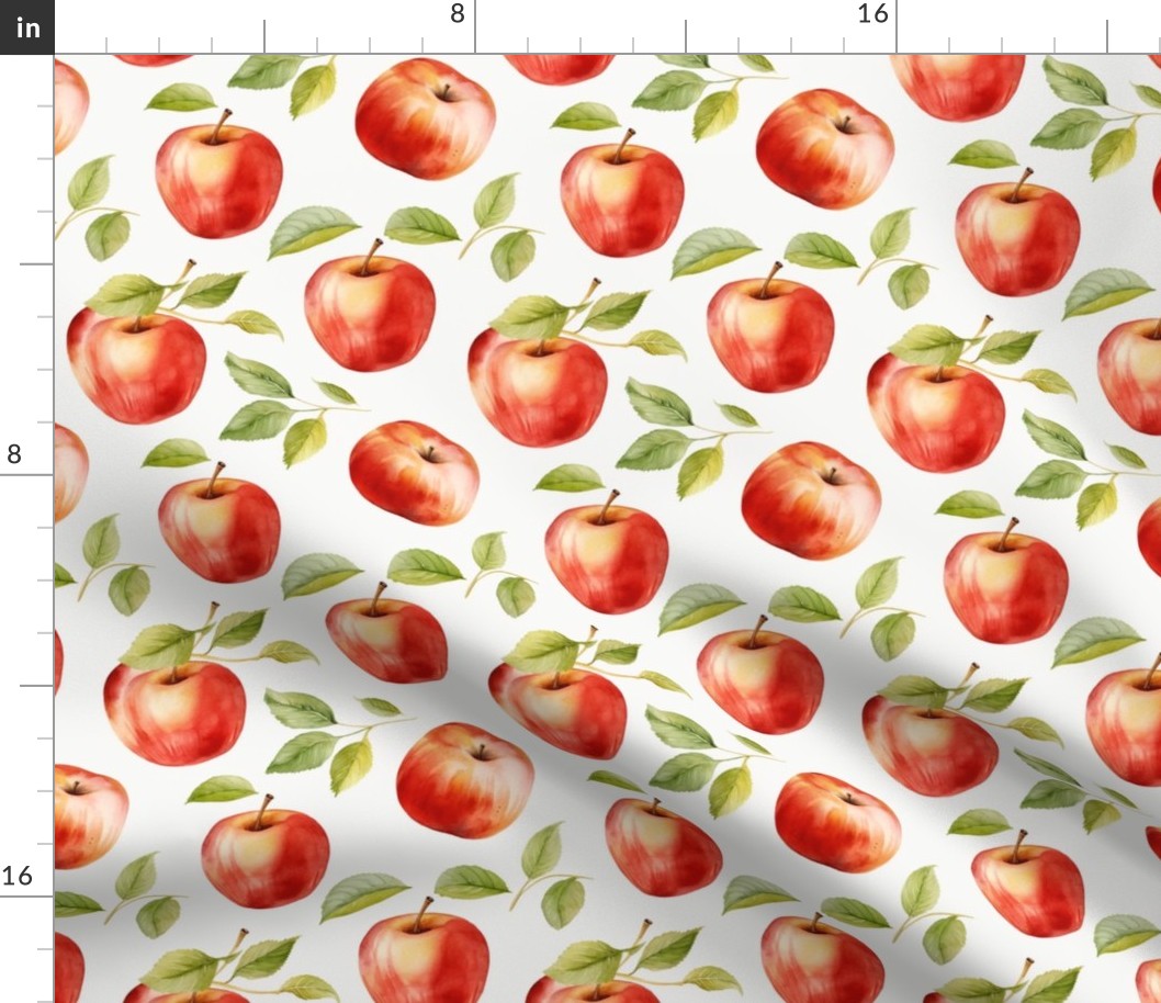 Watercolor Red apple Pattern