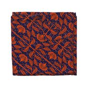 Linocut_ginkgo-orange_navy