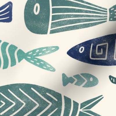 block print fish