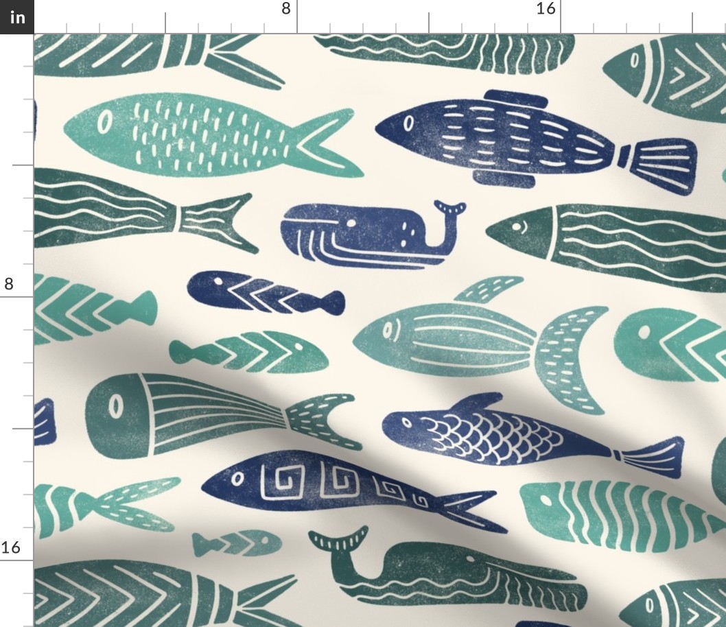 block print fish