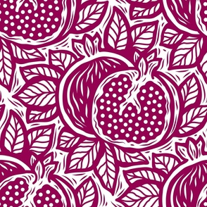 3046 A Large - block print inspired pomegranate, dark red