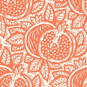 3046 B Large - block print inspired pomegranate, peach fuzz