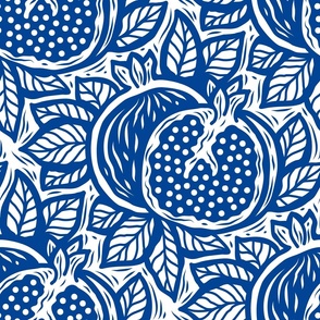 3046 C Large - block print inspired pomegranate, blue