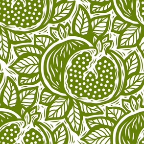 3046 D Large - block print inspired pomegranate, green