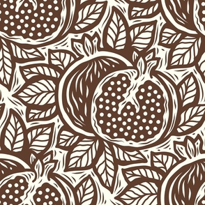 3046 E Large - block print inspired pomegranate, brown