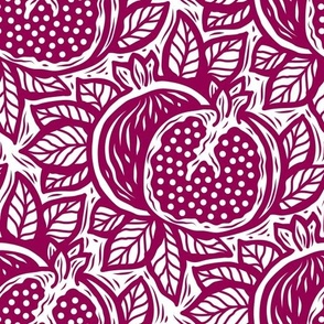 3046 A Medium - block print inspired pomegranate, red