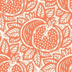 3046 B Medium - block print inspired pomegranate, peach fuzz