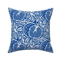 3046 C Medium - block print inspired pomegranate, deep blue