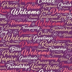 Welcome Home Words Seamless Pattern