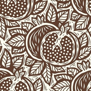 3046 E Medium - block print inspired pomegranate, dark brown