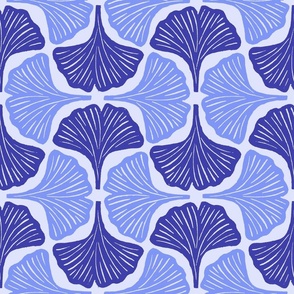 Block Printed Gingko - Blue [M] Botanical