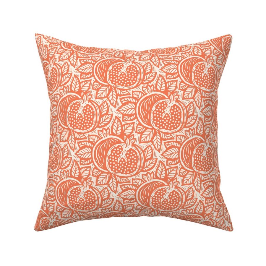 3046 B Small - block print inspired pomegranate, peach fuzz