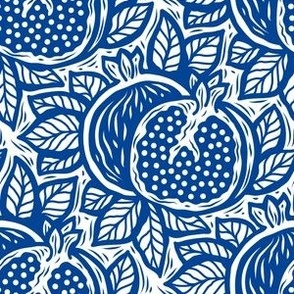 3046 C Small - block print inspired pomegranate, blue