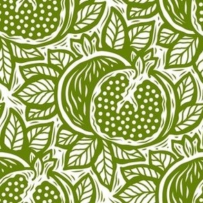 3046 D Small - block print inspired pomegranate, green