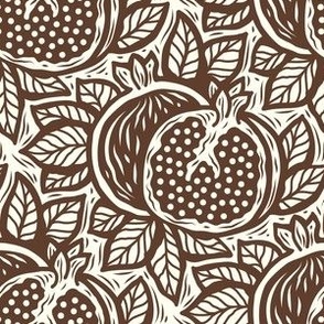 3046 E Small - block print inspired pomegranate, brown