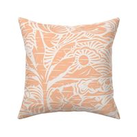 Hawaiian Block Print - Vintage Nature in Peach Fuzz and Ivory Shades / Large