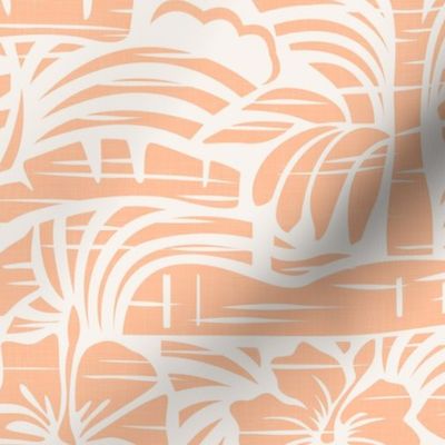 Hawaiian Block Print - Vintage Nature in Peach Fuzz and Ivory Shades / Large