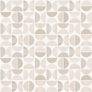 M Circles MID CENTURY MODERN 0053 A  abstract geometric modern retro circle texture linen vintage style mod smoke beige ash gray platinum silver slate taupe white grey brown mid-century textured neutral tone serene contemporary minimalist