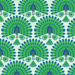 Blue Green Peacock Block Print