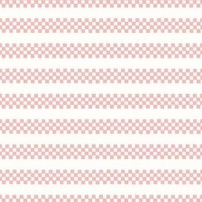 Checkered Stripes / small scale / beige rose playful organic horizontal stripes pattern design geo