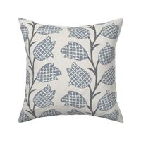 Garden Lattice Floral Vine - Slate Blue on Cream - Jumbo