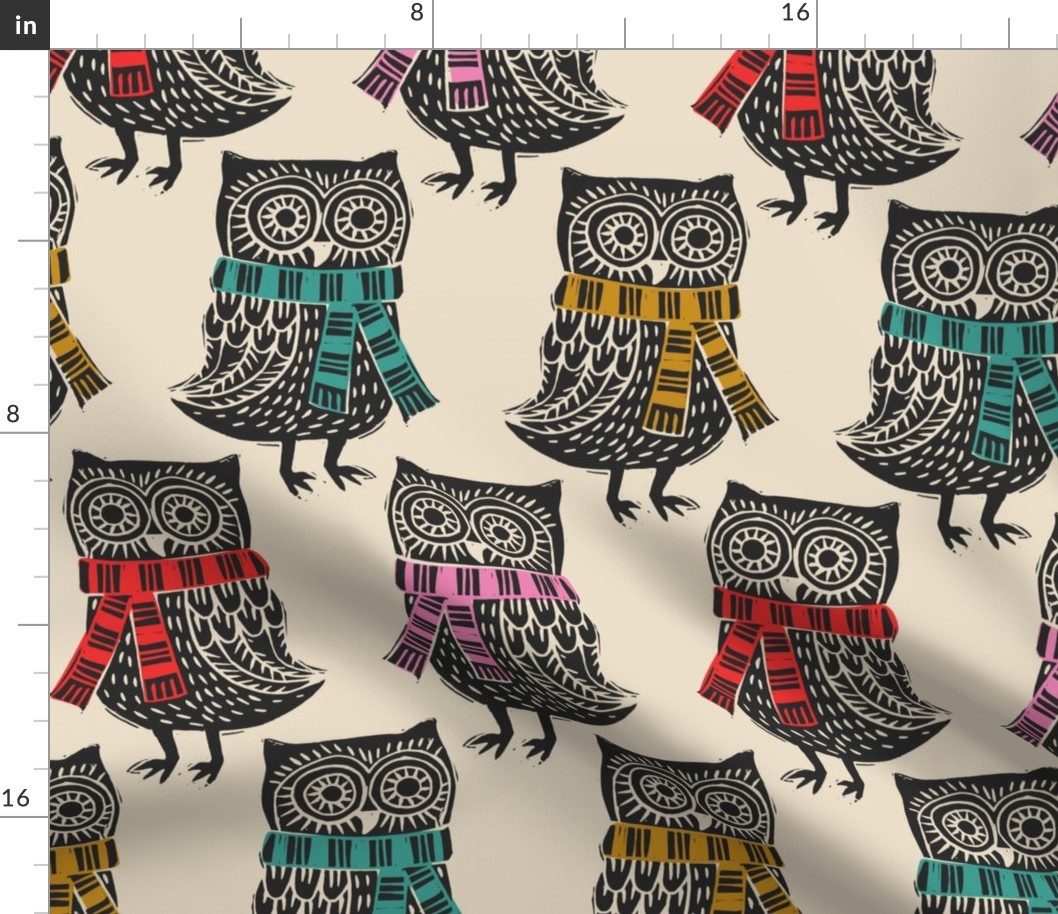 Block Print Owl