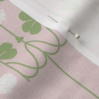 Vintage Green Shamrocks - white clover, Green and Pink
