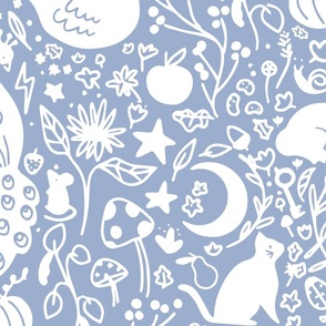 Enchanted Magical Garden Wedgwood Blue Wallpaper