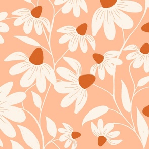 Floriography - White Coneflower - Peach Fuzz