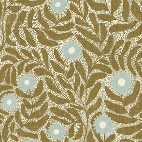 Cambden - block print inspired - robin and golden flax