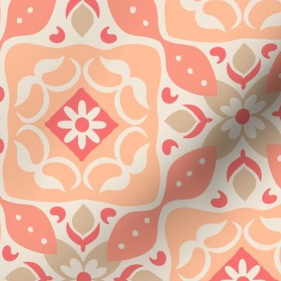 Peach Fuzz Tiles - Color of the year 2024 Check Pattern