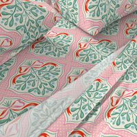 Mistletoe Bouquet Blockprint_Retro Christmas Pinks