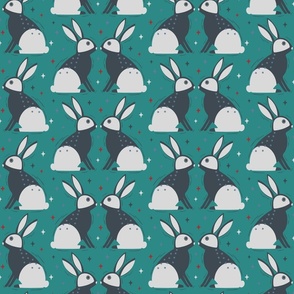 BLOCK PRINTED STARRY RABBITS