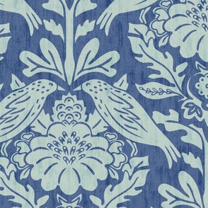 Isabella Birds - Extra Large - Blue Nova - Texture, Damask, Ben Moore Color of the Year 2024