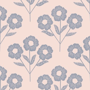 (L) Petunia vintage Blue Block Print-Inspired Flower