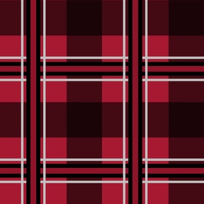 Large Plaid red a71930, black 000000, silver gray bfc0bf