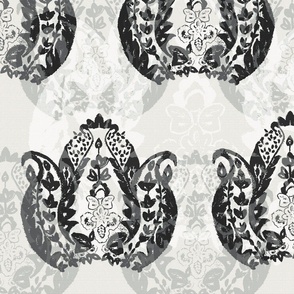 BLOCK PRINT-WALLPAPER -ELEGANT-VINTAGE COZY