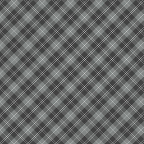 S. Diagonal gray plaid, classic masculine grey tartan, SMALL
