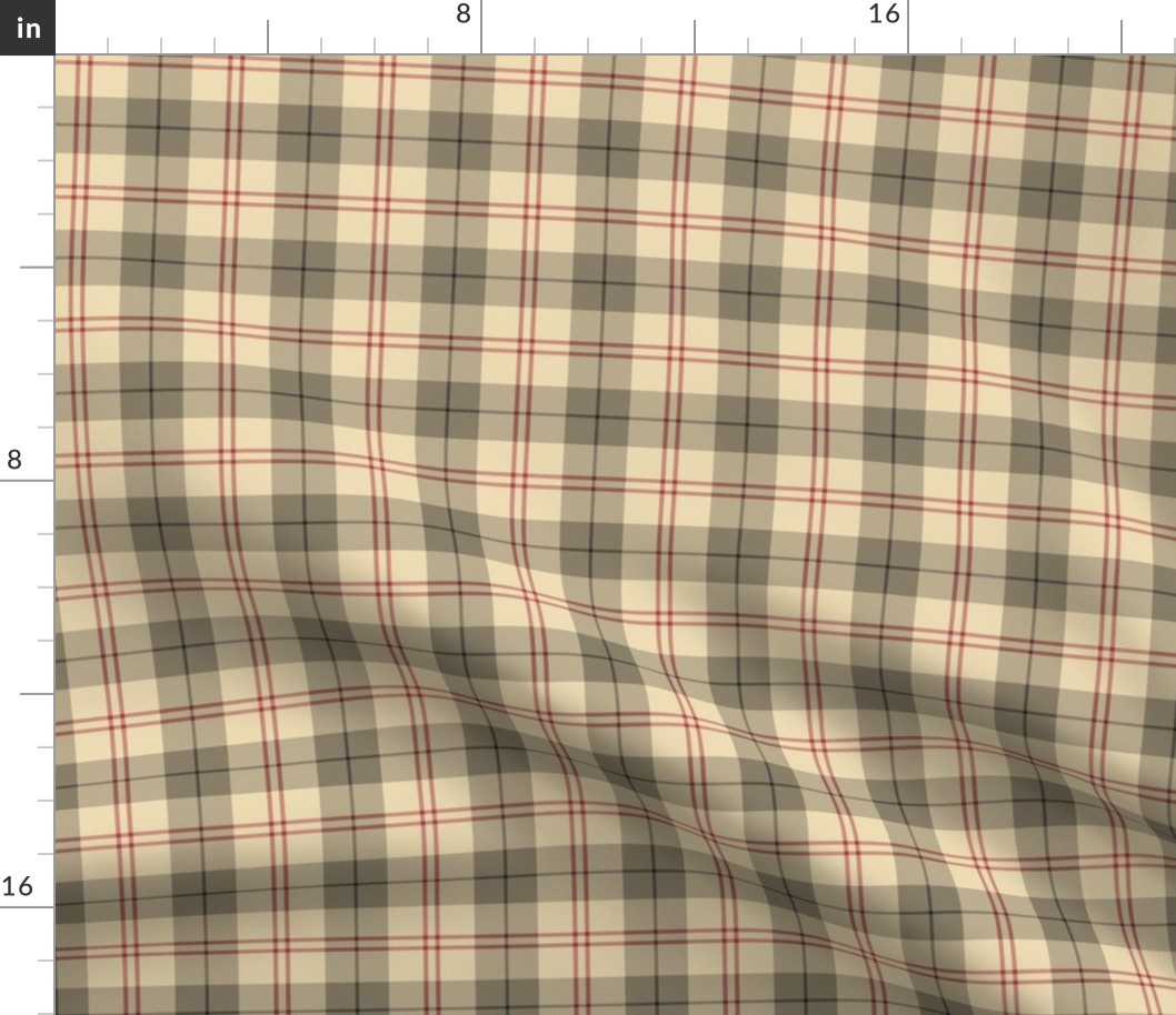 S. Beige plaid with red and gray stripes, earth tones tartan, london plaid