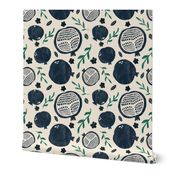 Indigo Pomegranate Elegance - Block print style