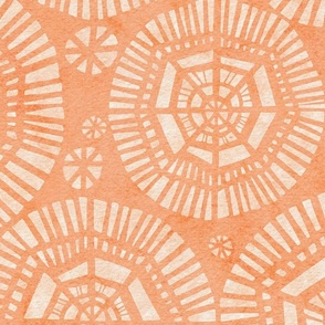  peach fuzz boho mandala large - pantone color of the year 2024 - rustic mandala wallpaper